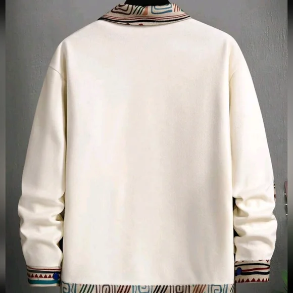 Men's Geometric Print Jacket With Flap Pockets - Picture 6 of 6